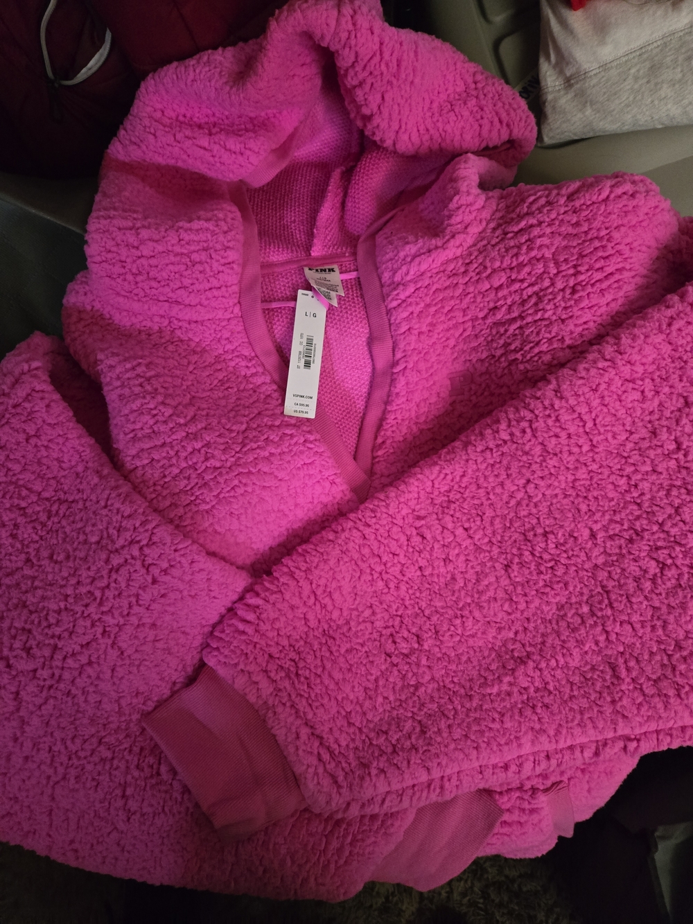PINK Victoria's Secret Vibrant Pink Sherpa Pullover